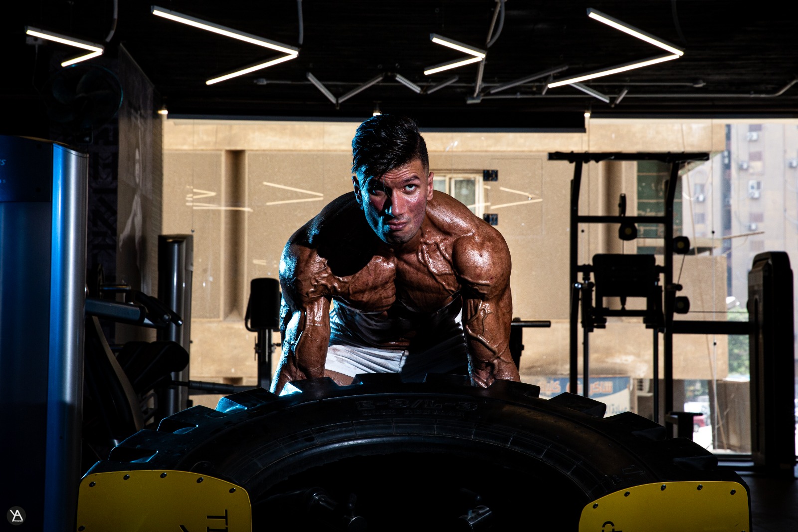 Adel El Biltagy coaching a client one on one on the gym floor